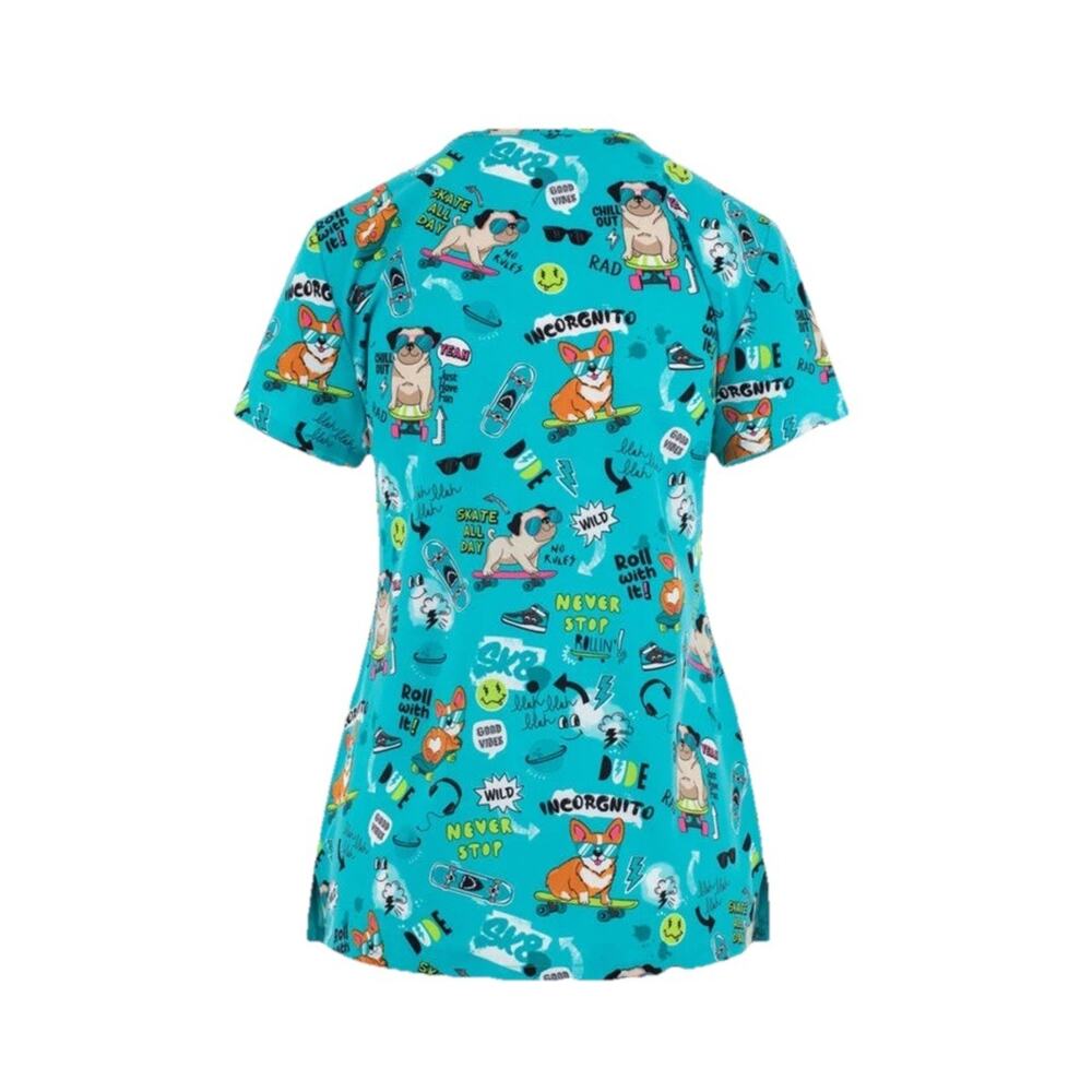 Dickies Women's Scrub Top XS Good Vibes V-Neck Short Sleeve Pockets Stretch - Picture 3 of 5
